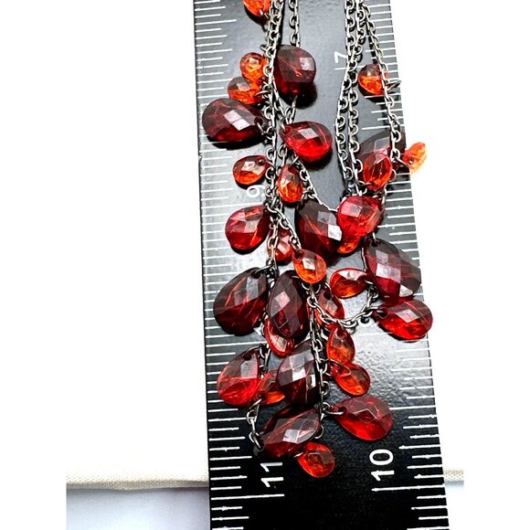 Vintage Boho Red Orange Tiered Bead Necklace Multi Layers Timeless Fash - Picture 4 of 5